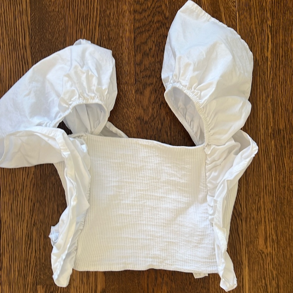 White ruffle top
